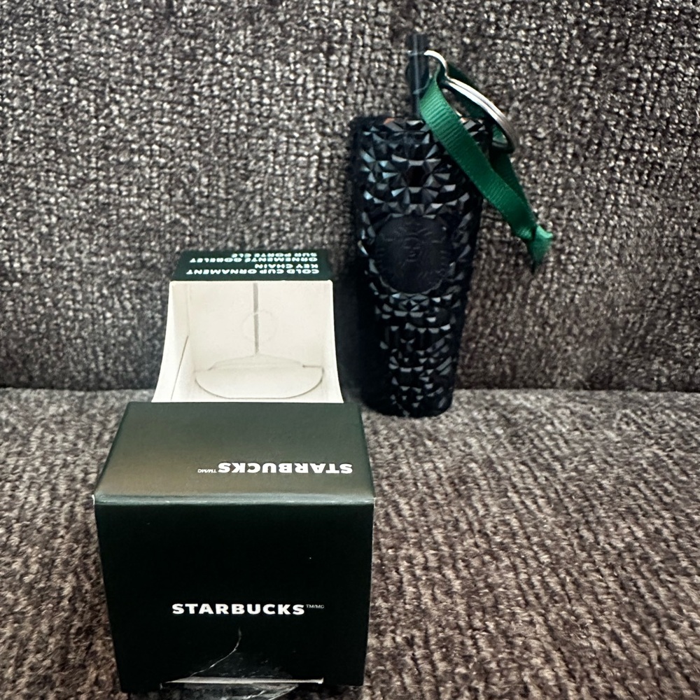 Starbucks 2024 Cold Cup Ornament Key Chain Venti Sparkly Black One Size New - Picture 9 of 11